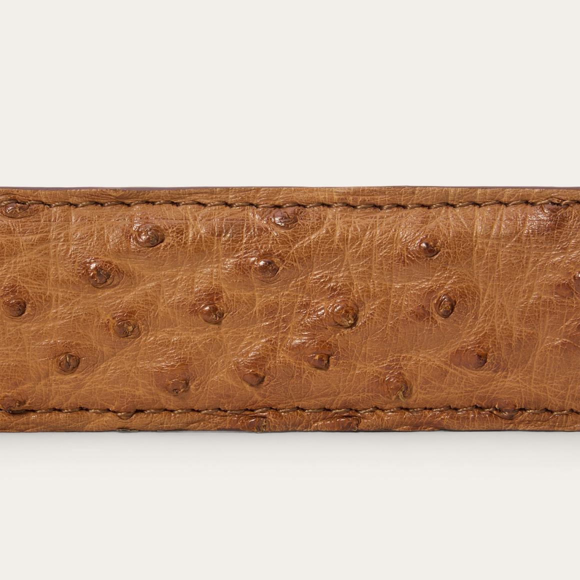 Ostrich Western Tab Belt - 1 1/4" Width Antique Cognac Men Stetson Belts