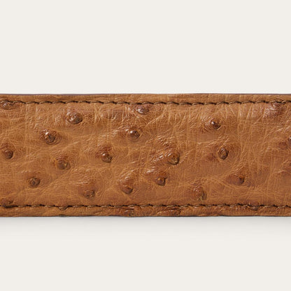 Ostrich Western Tab Belt - 1 1/4" Width Antique Cognac Men Stetson Belts
