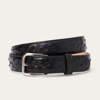 Ostrich Western Tab Belt - 1 1/4" Width Black Cowboy Classic Men Stetson Belts