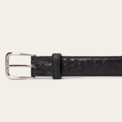 Ostrich Western Tab Belt - 1 1/4" Width Black Cowboy Classic Men Stetson Belts