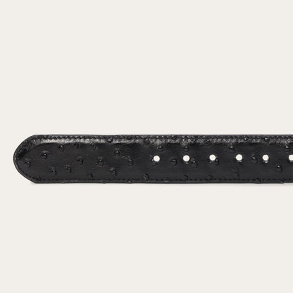 Ostrich Western Tab Belt - 1 1/4" Width Black Cowboy Classic Men Stetson Belts