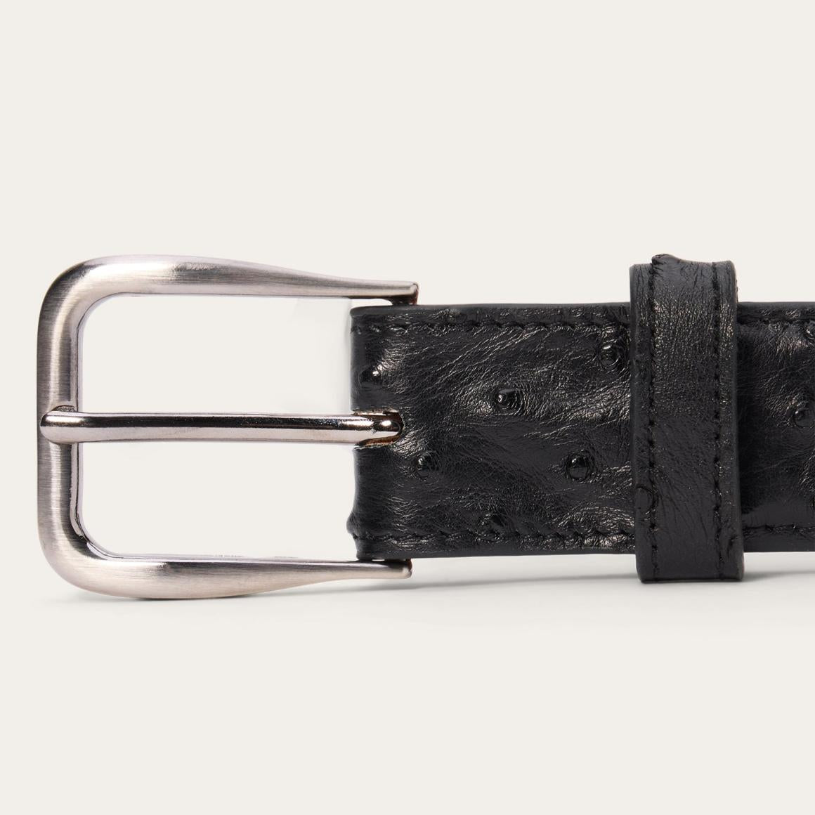 Ostrich Western Tab Belt - 1 1/4" Width Black Cowboy Classic Men Stetson Belts