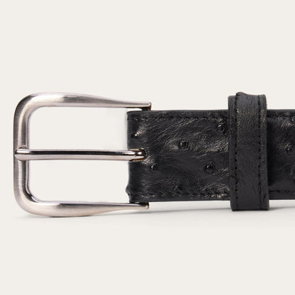 Ostrich Western Tab Belt - 1 1/4" Width Black Cowboy Classic Men Stetson Belts