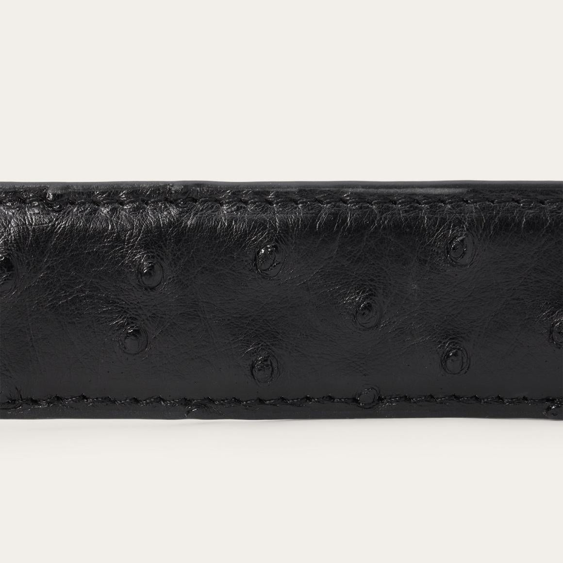 Ostrich Western Tab Belt - 1 1/4" Width Black Cowboy Classic Men Stetson Belts