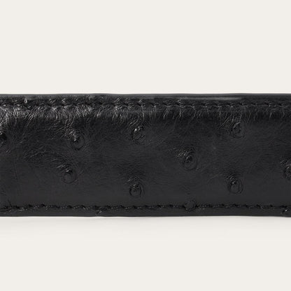 Ostrich Western Tab Belt - 1 1/4" Width Black Cowboy Classic Men Stetson Belts