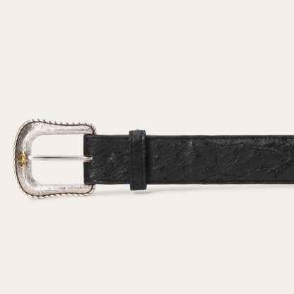 Ostrich Western Tab Belt Black Men Stetson Belts