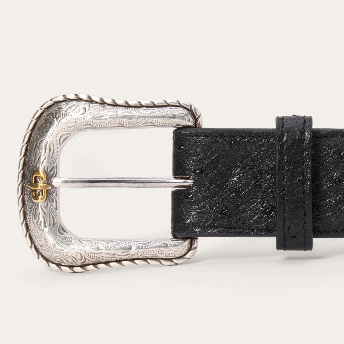 Ostrich Western Tab Belt Black Men Stetson Belts