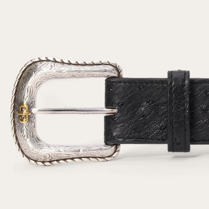 Ostrich Western Tab Belt Black Men Stetson Belts