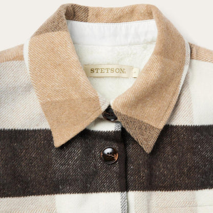 Oversize Plaid Shirt Jacket Brown Women Stetson Jackets