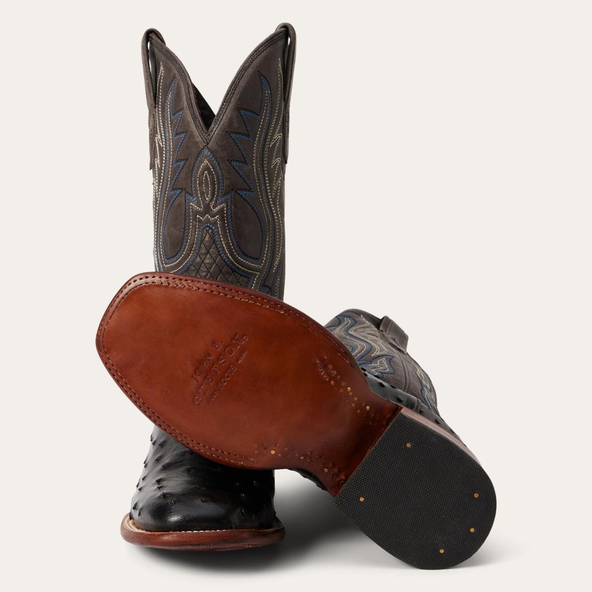 Ozzy Ostrich Boot Black Men Stetson Western