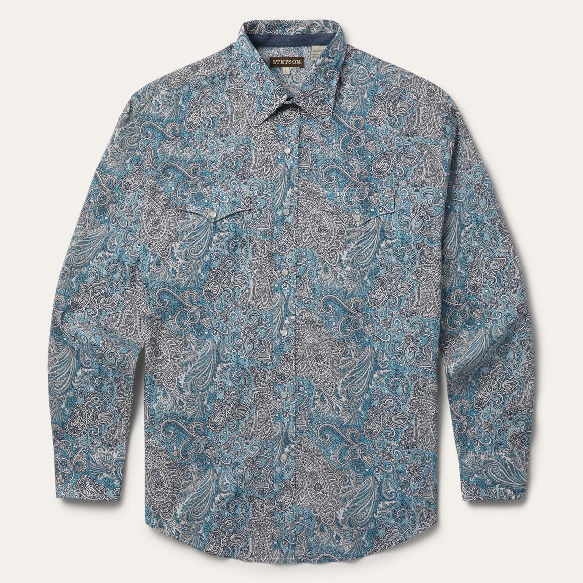 Paisley Western Shirt Green Men Stetson Western Shirts