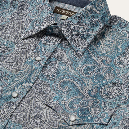 Paisley Western Shirt Green Men Stetson Western Shirts