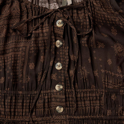 Patchwork Bandana Print Dress Brown Women Stetson Midi