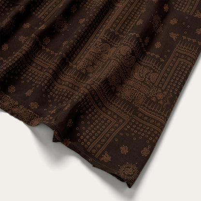 Patchwork Bandana Print Dress Brown Women Stetson Midi