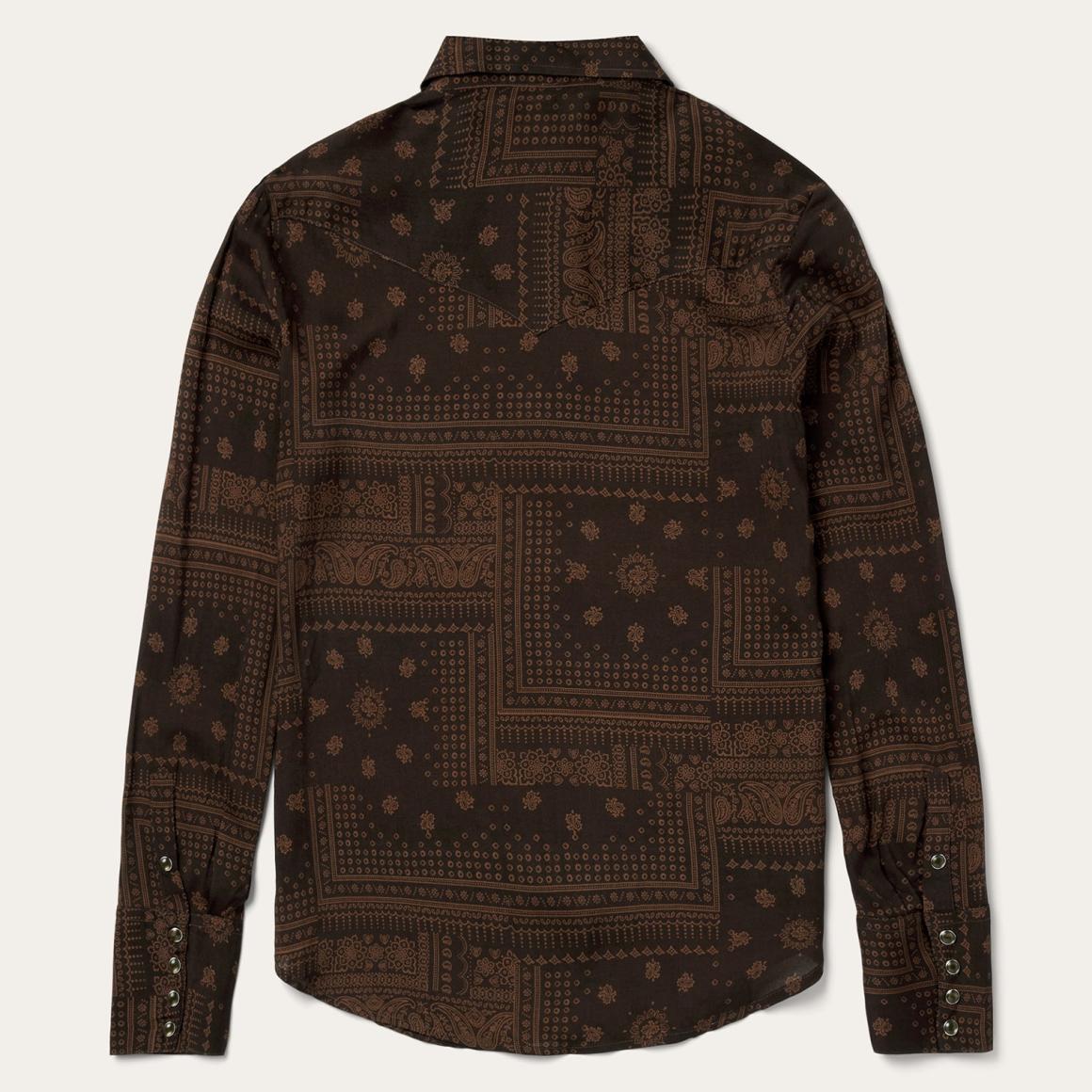 Patchwork Bandana Print Shirt Brown Women Stetson Western Shirts