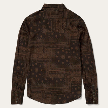 Patchwork Bandana Print Shirt Brown Women Stetson Western Shirts