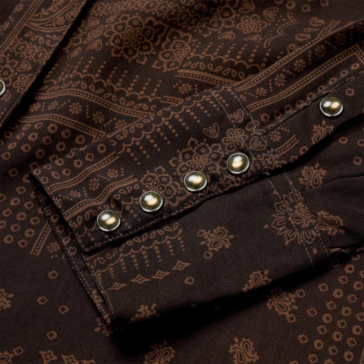 Patchwork Bandana Print Shirt Brown Women Stetson Western Shirts