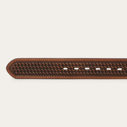 Pebble Leather Basket Weave Tabs Belt Natural/brown Men Stetson Belts