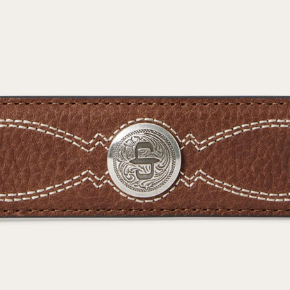 Pebble Leather Basket Weave Tabs Belt Natural/brown Men Stetson Belts