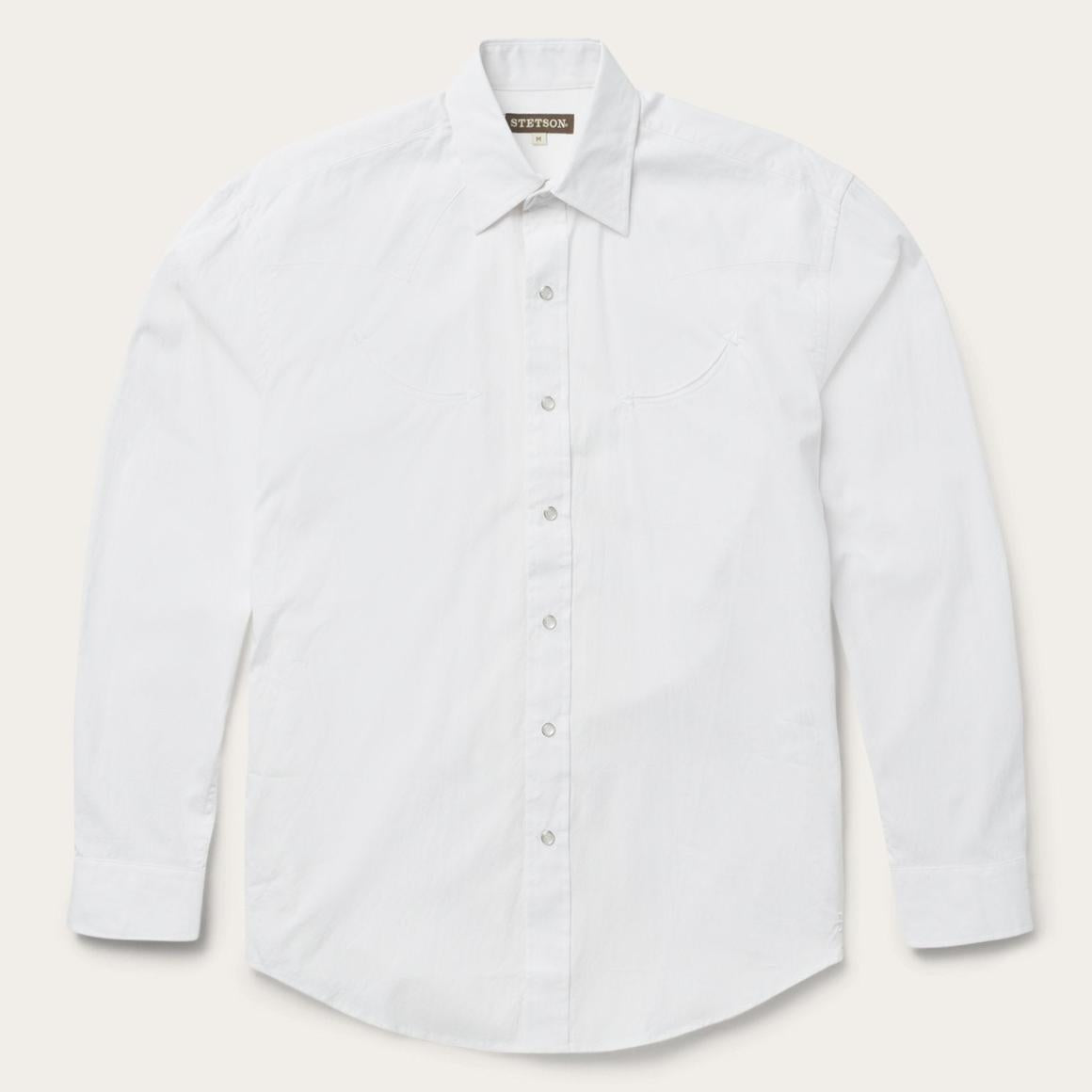 Pin Point Oxford Shirt White Men Stetson Classic Cut