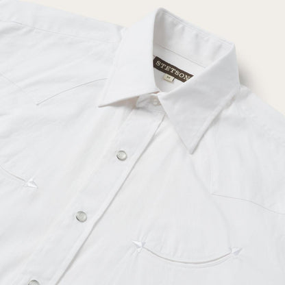 Pin Point Oxford Shirt White Men Stetson Classic Cut