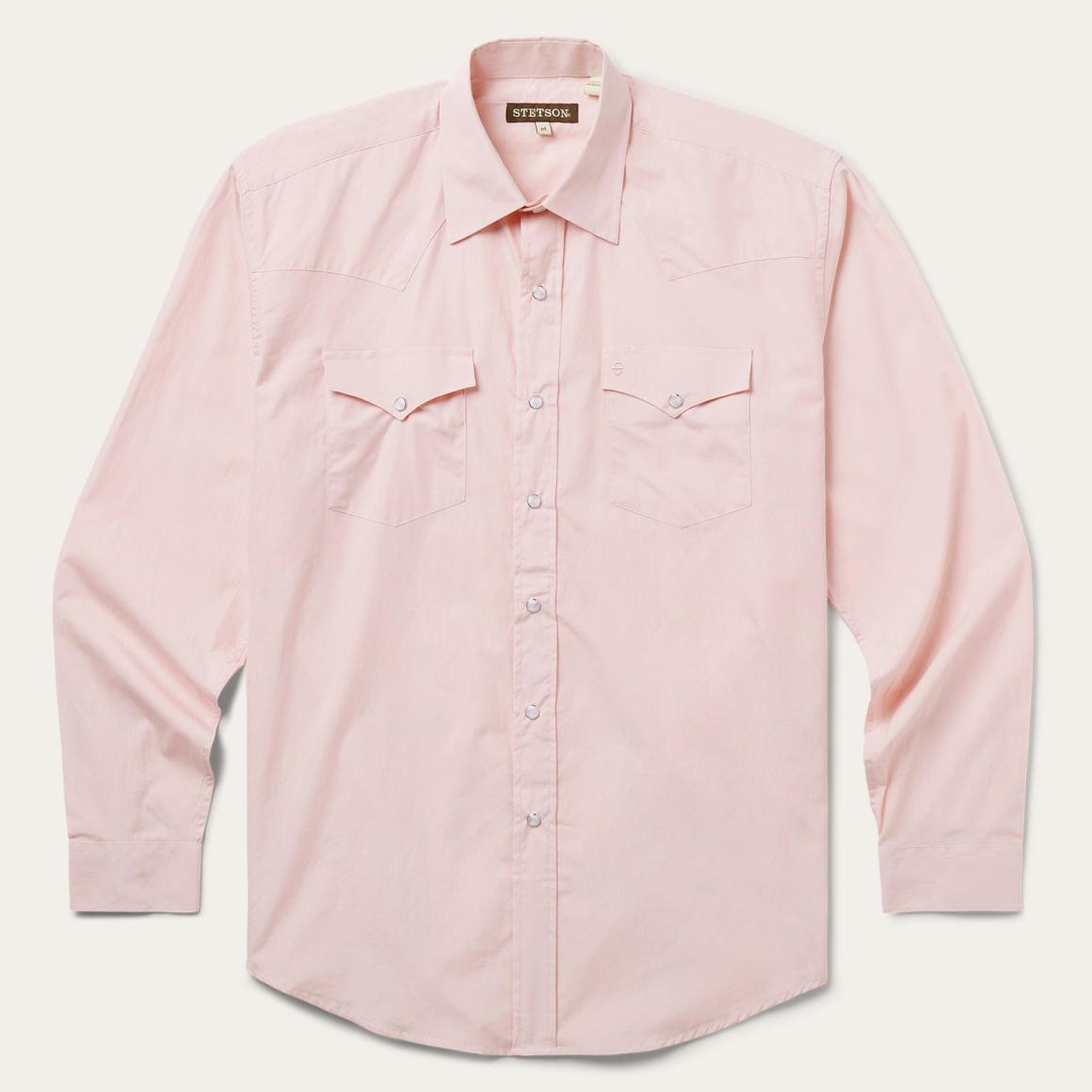 Pink End-On-End Western Shirt Pink Men Stetson Western Shirts