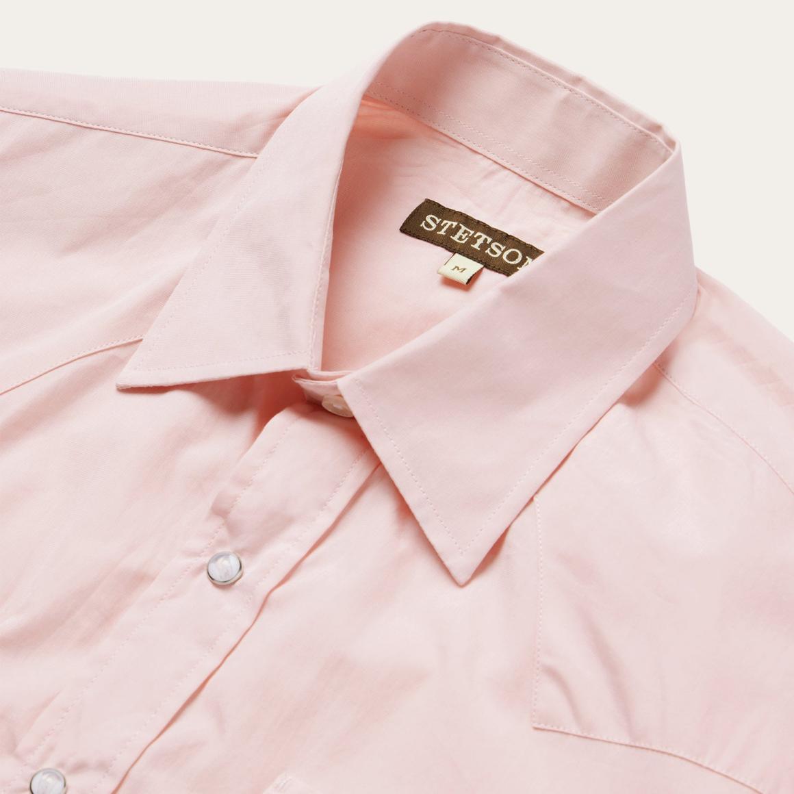 Pink End-On-End Western Shirt Pink Men Stetson Western Shirts
