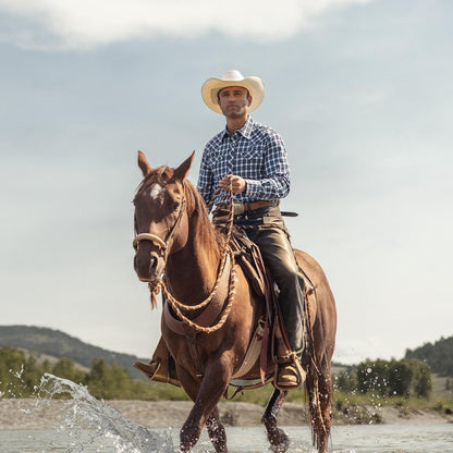 Plaid Twill Dobby Western Shirt Blue Men Stetson Western Shirts