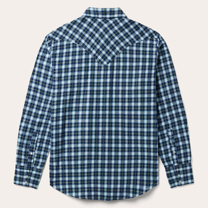 Plaid Twill Dobby Western Shirt Blue Men Stetson Western Shirts