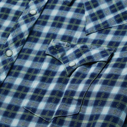Plaid Twill Dobby Western Shirt Blue Men Stetson Western Shirts