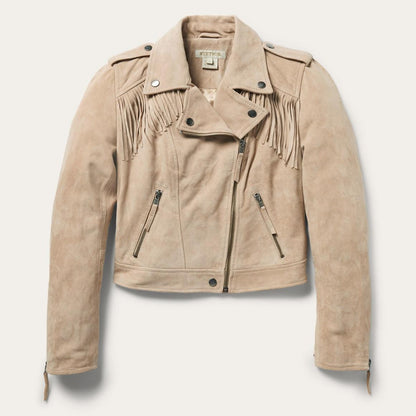 Premium Suede Moto Jacket Tan Women Stetson Jackets