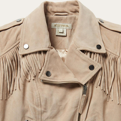 Premium Suede Moto Jacket Tan Women Stetson Jackets