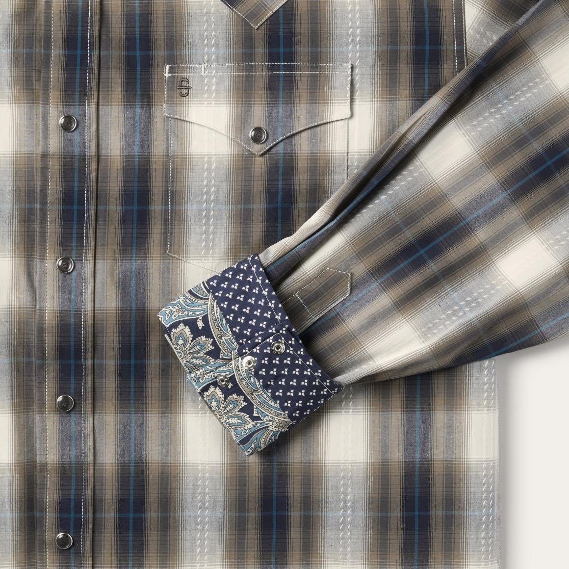 Ranch Plaid Dobby Western Shirt Brown Men Stetson Western Shirts