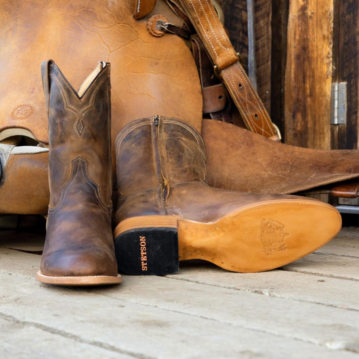 Rancher Zip Roper Oiled Walnut Men Stetson Ropers
