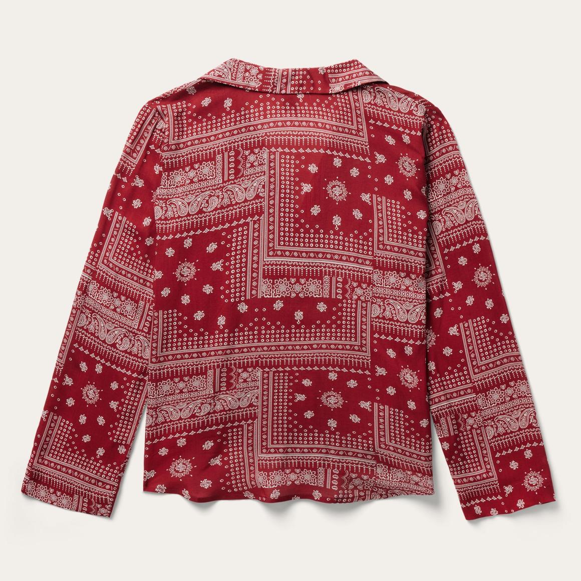 Red Bandana Patchwork Blouse Red Women Stetson Blouses