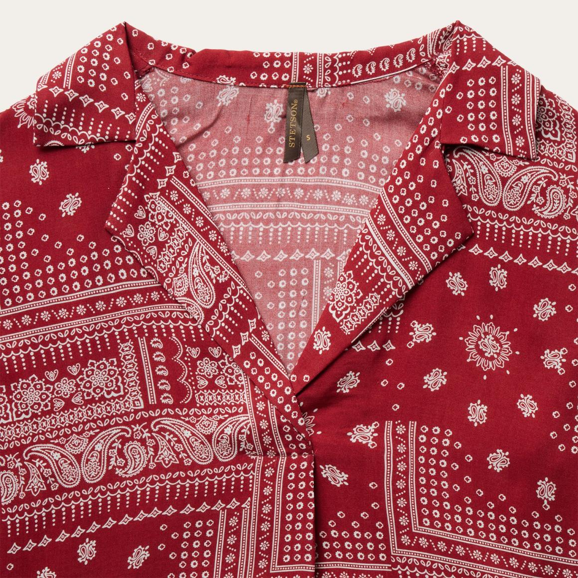 Red Bandana Patchwork Blouse Red Women Stetson Blouses