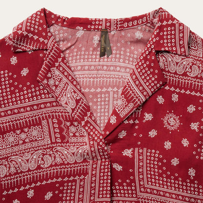 Red Bandana Patchwork Blouse Red Women Stetson Blouses