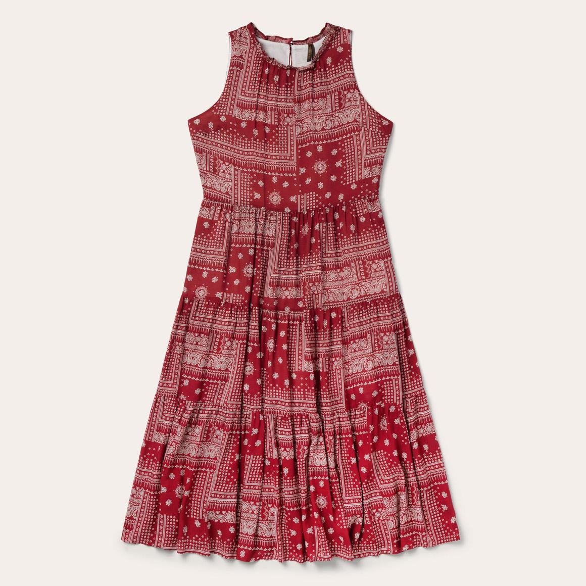Red Bandana Patchwork Dress Red Women Stetson Midi