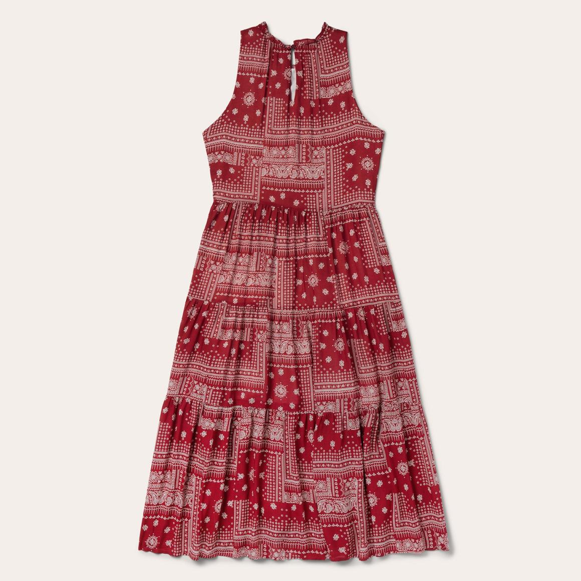 Red Bandana Patchwork Dress Red Women Stetson Midi