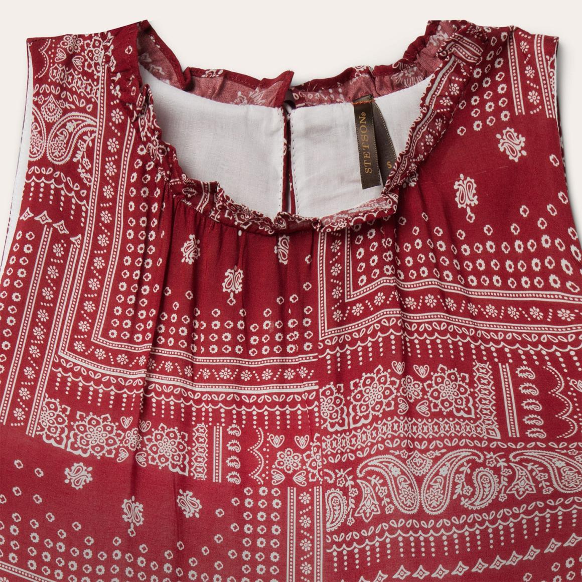 Red Bandana Patchwork Dress Red Women Stetson Midi
