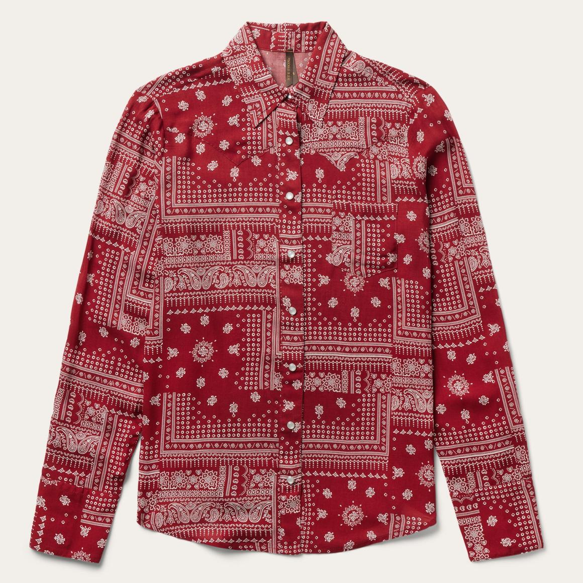 Red Bandana Patchwork Shirt Red Women Stetson Western Shirts