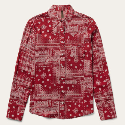 Red Bandana Patchwork Shirt Red Women Stetson Western Shirts