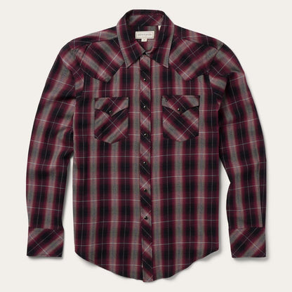 Red Marl Plaid Western Shirt Red Men Stetson Modern Cut
