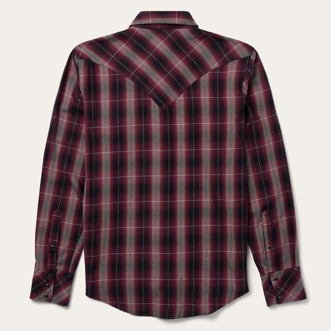 Red Marl Plaid Western Shirt Red Men Stetson Modern Cut