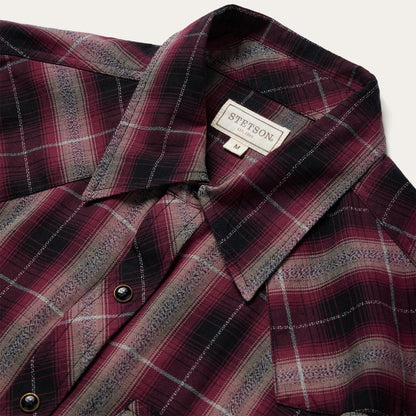 Red Marl Plaid Western Shirt Red Men Stetson Modern Cut