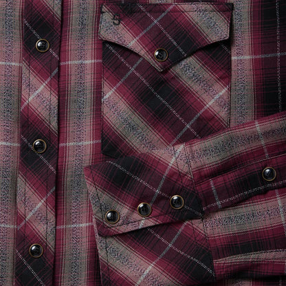 Red Marl Plaid Western Shirt Red Men Stetson Modern Cut