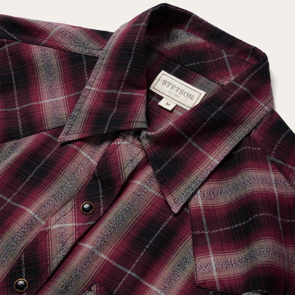 Red Marl Plaid Western Shirt Red Men Stetson Western Shirts