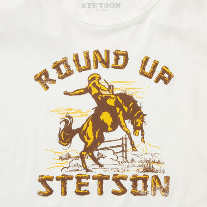 "Round Up" Stetson Vintage Tee White Women Stetson Tees