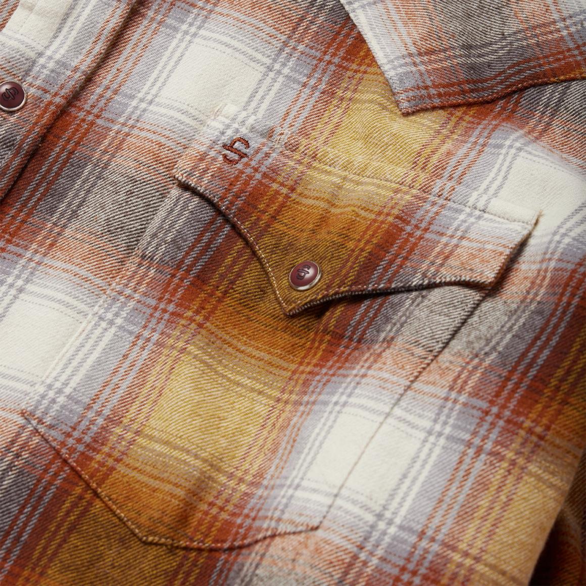 Rust Plaid Flannel Western Shirt Brown Men Stetson Classic Cut