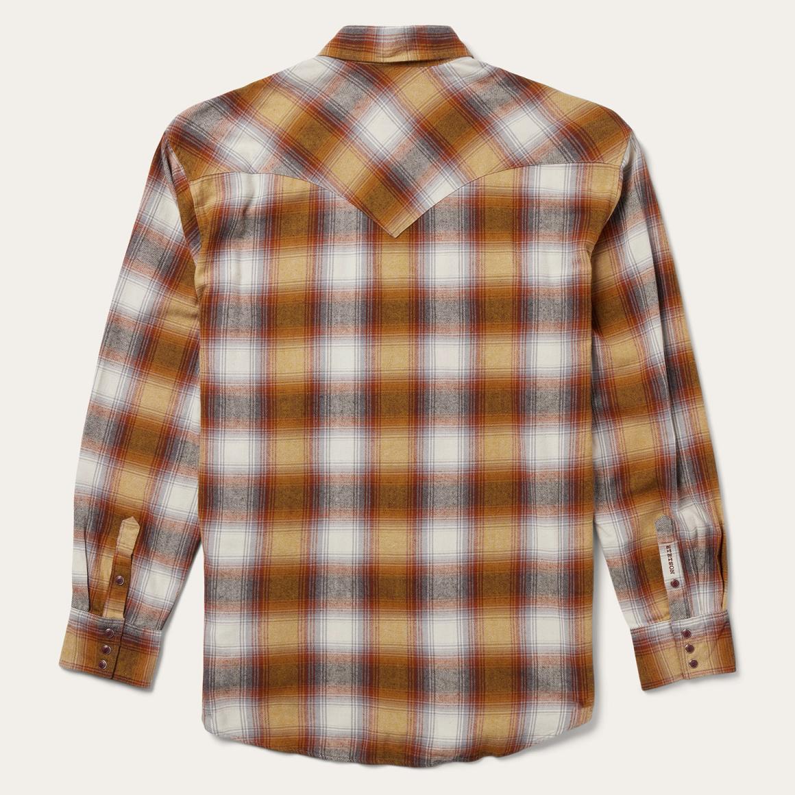 Rust Plaid Flannel Western Shirt Brown Men Stetson Western Shirts
